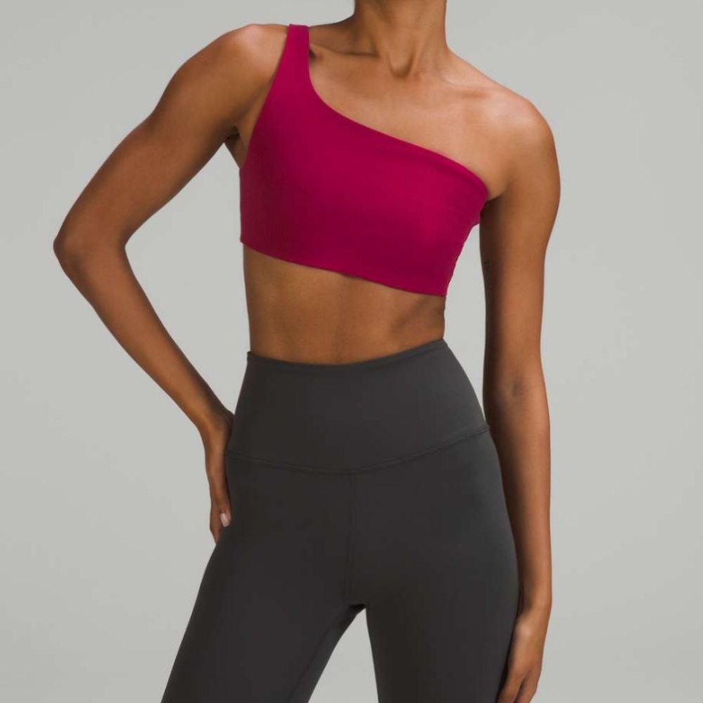 Lululemon Ribbed Nulu Asymmetrical Yoga Bra *Light Support, A/B Cup Pomegranate